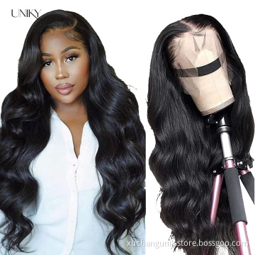 Uniky 30 Inch 32Inch Indian Virgin Human Hair Wigs,Brazilian Peruvian Body Wave 4X4 Cuticle Aligned 3 Part Lace Closure Wig